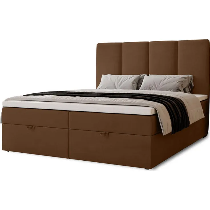 XXXL Boxbett Malmo, Dunkelbraun, Boxspringbett mit Härtegrad H3, 200x200 cm, Oeko-Tex® Standard 100, mit 2 Bettkästen und hochwertigem Topper