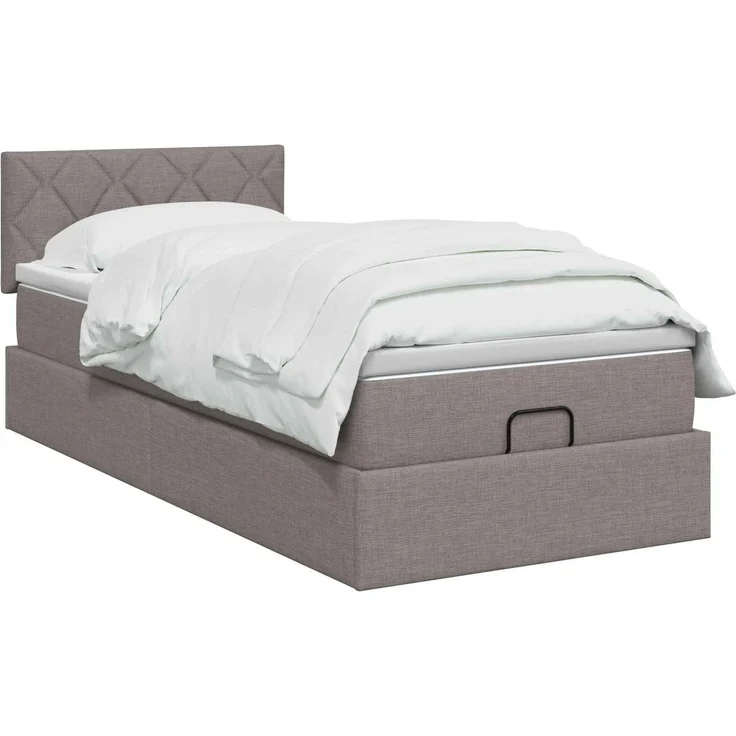 vidaXL Ottoman Bett mit Matratze mit Kopfteil Taupe 100 x 200 cm Stoff 3456389 – Bild 3