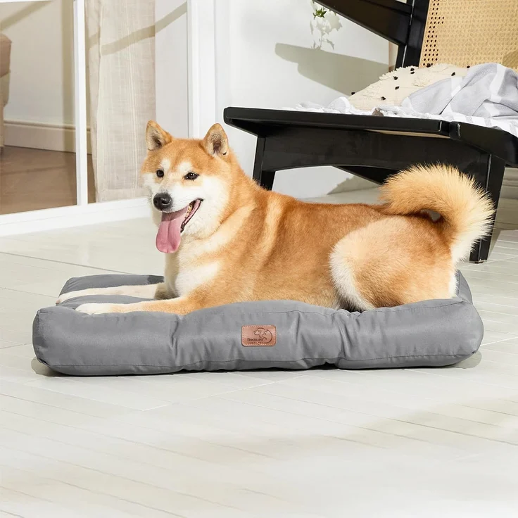 BEDSURE Hundekissen kleine Hunde waschbar - 76x50 cm Hundebett M für kleine, mittelgroße Hunde gepolstert Hundematte dunkelgrau in 10cm Höhe – Bild 8