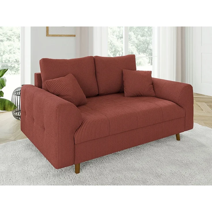 S-Style Möbel Polstergarnitur 3+2 Zara mit Braun Holzfüßen im skandinavischen Stil aus Cord-Stoff, (1x 2-Sitzer-Sofa, 1x 3-Sitzer-Sofa), mit Wellenfederung – Bild 2