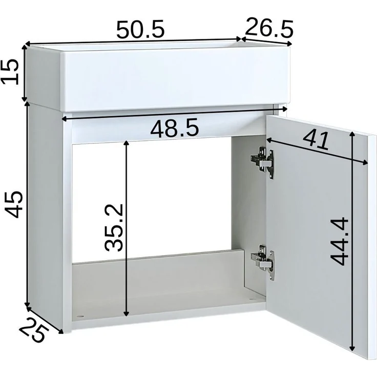 Skye Decor '1834' Badezimmerschrank mit Waschbecken, Weiß, 48,5 x 45 x 25 cm – Bild 7