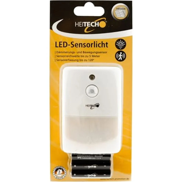 HEITECH Nachtlicht mit Bewegungsmelder, 2 Stück LED, 150 Lumen, Batteriebetrieben, inkl. 3x AAA Batterien, Automatikmodus, Wandmontage – Bild 5