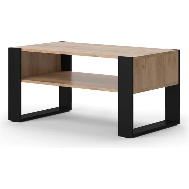 Couchtisch Olli Goldkraft Eiche 92 x 52.4 cm mit Ablage Vicco