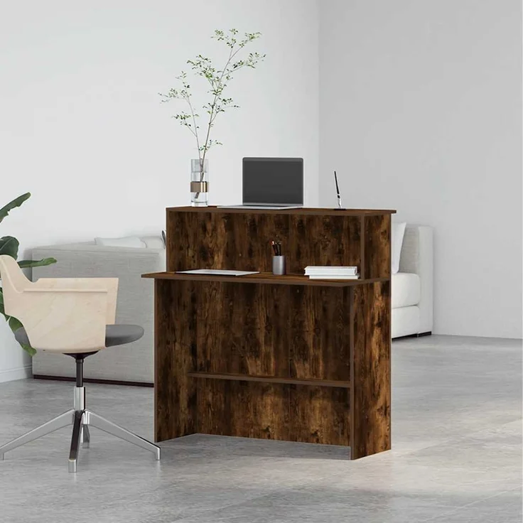 vidaXL Empfangstheke Räuchereiche 100x40x104 cm Holzwerkstoff 859055 – Bild 3