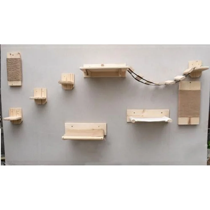 QLS Katzen-Kletterwand Geflammt & Lackiert, Wandliege Katzenliege Katzenbett Katzenregal und andere Elemente – Bild 7