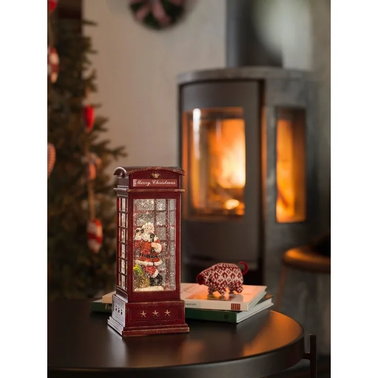 KONSTSMIDE No. 4363-550 LED Telefonzelle mit Weihnachtsmann 5h Timer warmweiß IP20