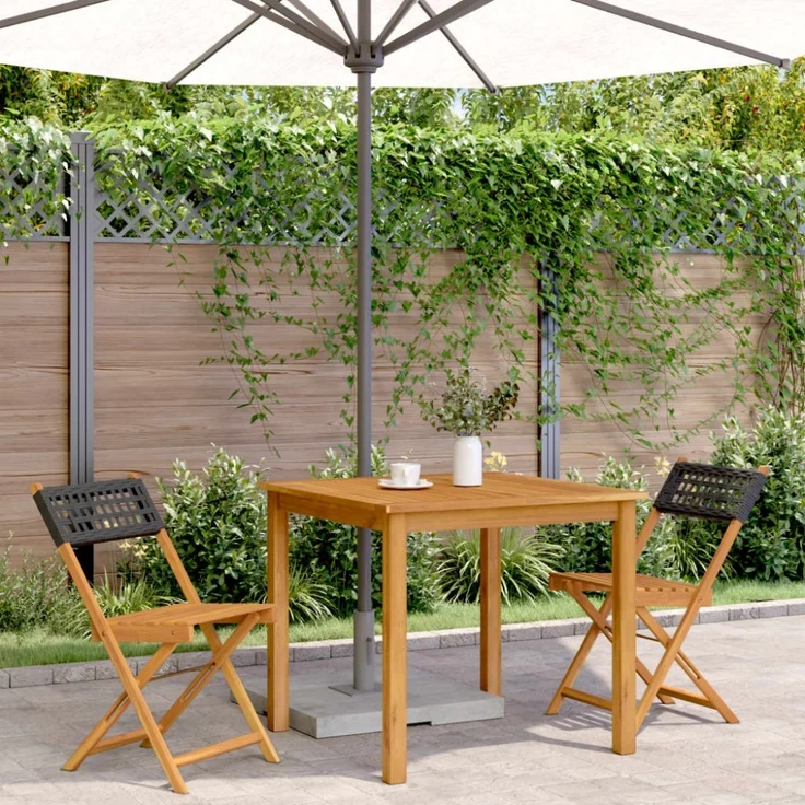 vidaXL Bistrostühle 2 Stk. Schwarz Massivholz Akazie und Poly Rattan 367675 – Bild 7