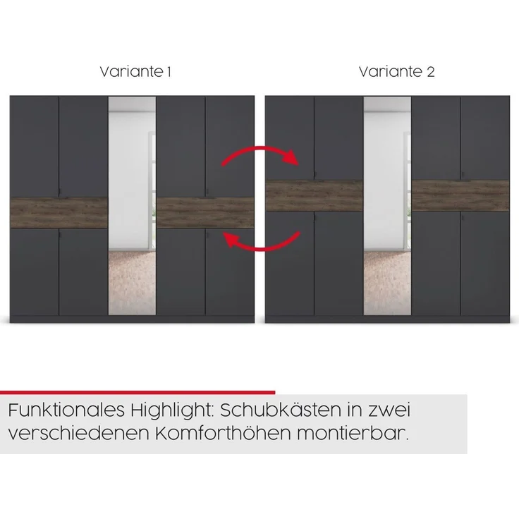 rauch Drehtürenschrank Kleiderschrank Schrank Garderobe Wäscheschrank TICAO mit 2 Schubladen die in der Höhe variabel positioniert werden können MADE IN GERMANY – Bild 4