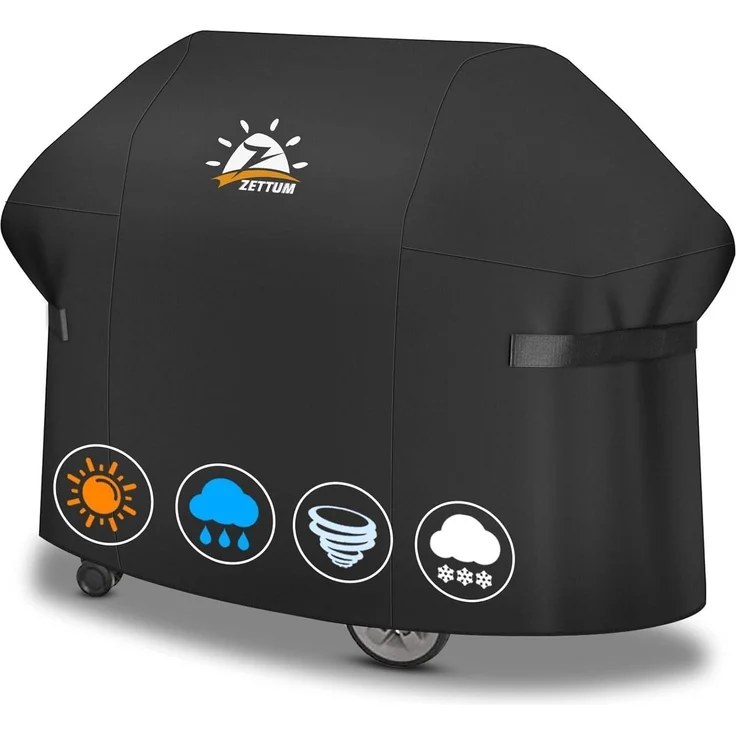 Zettum Grillabdeckung für Weber Genesis Summit 600, wasserdicht, 600D Oxford-Gewebe schwarz, 208 x 68 x 127 cm – Bild 1