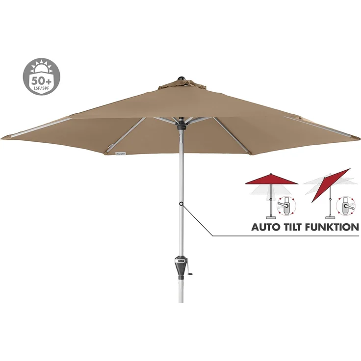 Doppler Sonnenschirm / Kurbelschirm "Active Auto Tilt 320", 320 cm Greige – Bild 2
