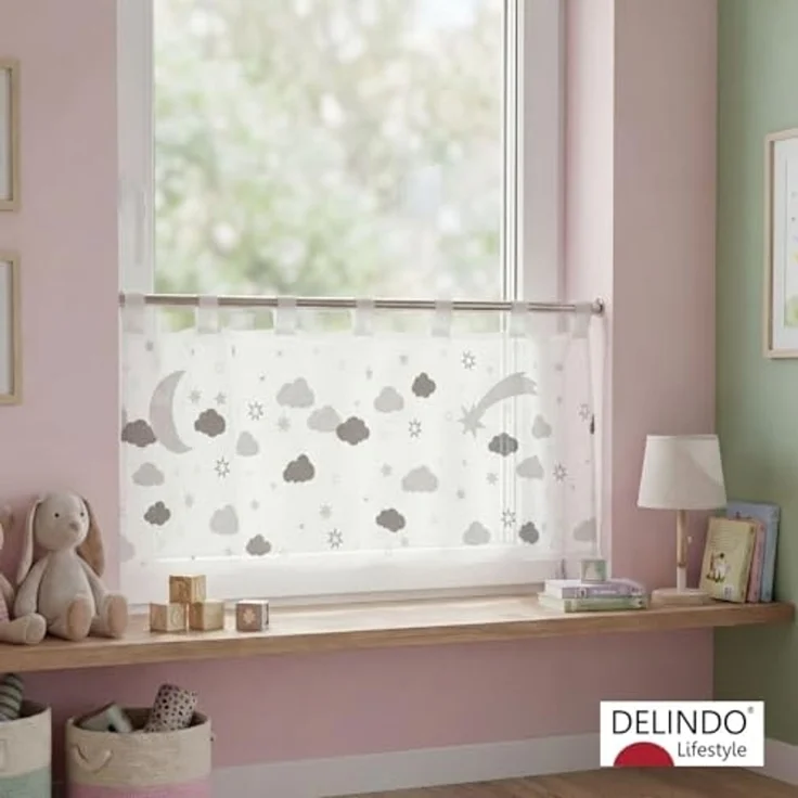 Delindo Lifestyle Scheibengardine MONACO (1 St), Schlaufen, blickdicht, Leuchtet in der Nacht – Bild 3