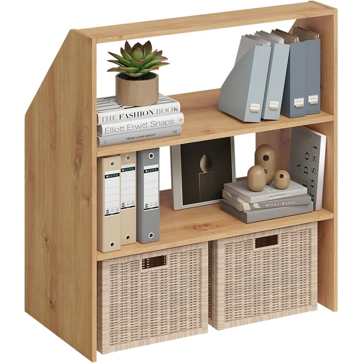 Bellamio 'Aland' Dachschrägenregal, Eichenoptik, 100x50x90 cm, Regal für Dachschräge mit 3 Fächern – Bild 1
