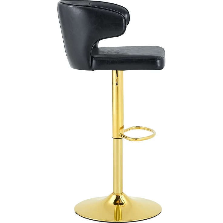 2er Set Barhocker mit Lehne Höhenverstellbar, 360° Drehbar Barstuhl mit großem Sockel & Fußstütze, Moderner Küchenhocker für Bar Küche Theke (Nur Stühle)--Schwarz--110x45x49.7cm--YOUDENOVA – Bild 3