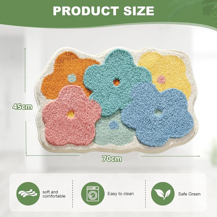 ABC Badteppich, 45 x 70 cm, rutschfest, aus flauschiger Mikrofaser, geeignet für Badezimmer und Küchen, Eingangsbereich, saugfähig, maschinenwaschbar – Bild 2