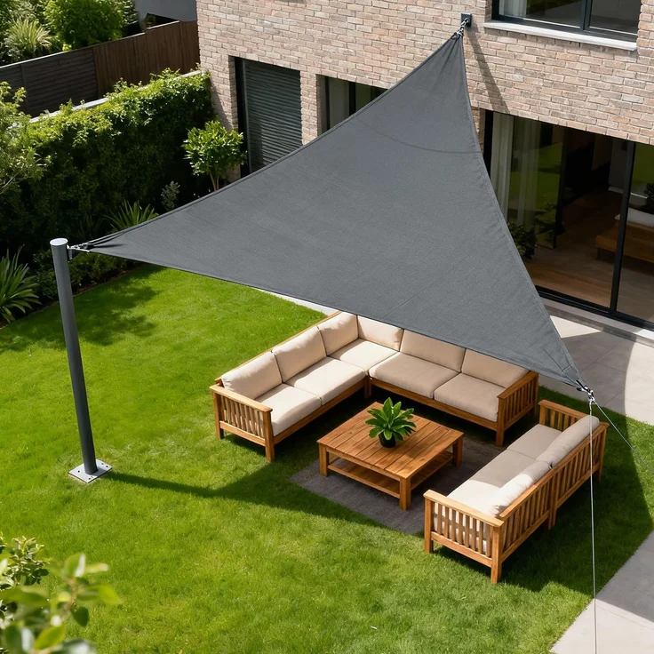HENG FENG Sonnensegel Dreieckig 2 x 2 x 2 m | 95% UV-Schutz & Wasserdicht | Sonnenschutz aus 420D Oxford-Gewebe | Inkl. Montageseilen | Für Terrasse, Balkon, Garten im Außenbereich | Anthrazit