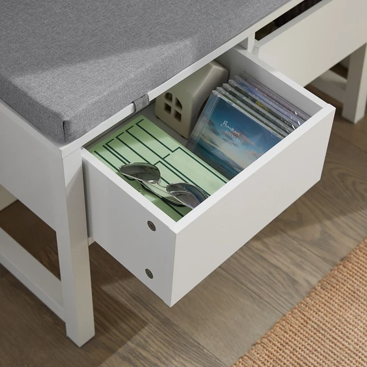 SoBuy FSR88-W Schuhbank, MDF, Lackiert, Weiß, 72 x 46 x 30 cm – Bild 7