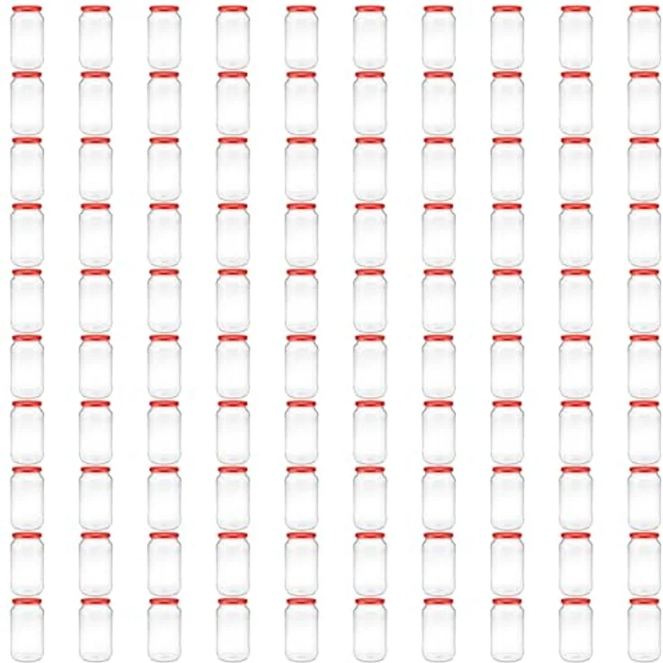 hocz 100x Einmachgläser 1 Liter | mit Deckel Rot TO 82 | leere Gläser mit Schraubdeckel zum befüllen 1 L | 1000 ml Sturzgläser, Schraubgläser, Marmeladengläser Set | 100 Stück – Bild 1