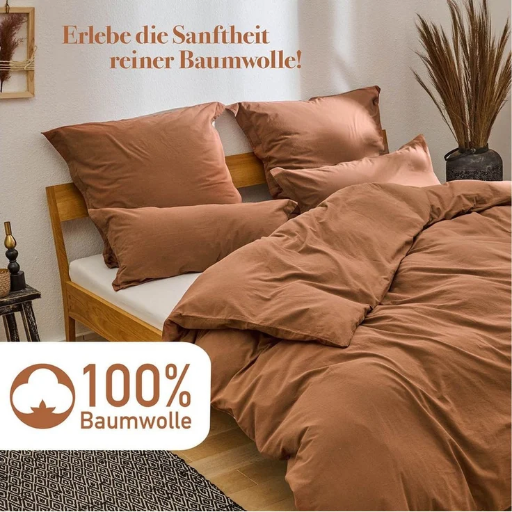 Blumtal Bettwäsche Bettwäsche aus 100% Baumwolle mit Kissenbezug, Oeko-TEX zertifizierte Bettwäsche in Leinen Optik – Bild 2