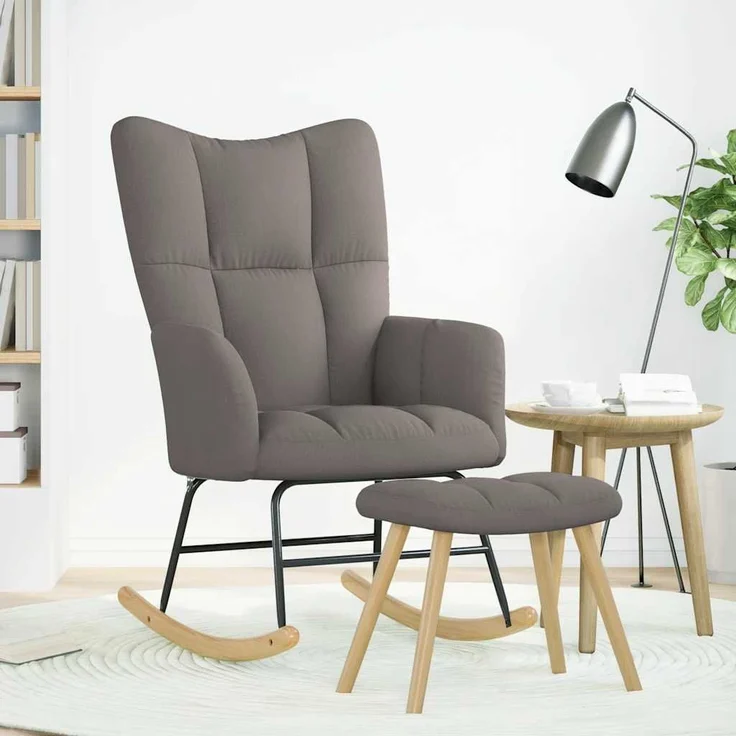 vidaXL Schaukelstuhl mit Fußhocker Taupe Stoff 4016806 – Bild 1