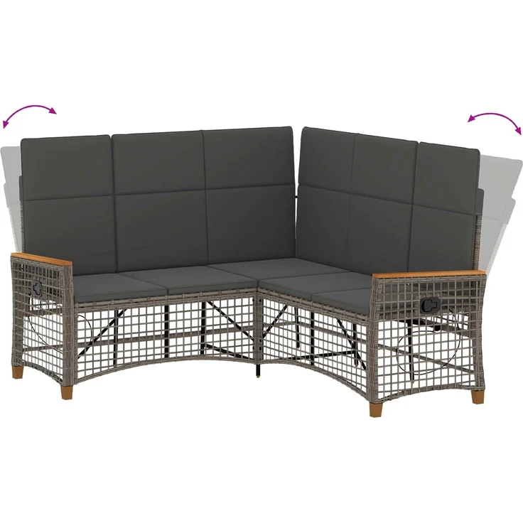 vidaXL Garten Liegesofa Set Grau und Dunkelgrau 164 x 164 x 112 cm 42026824 – Bild 9