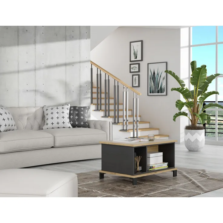 'Trondheim' Couchtisch, Artisan Eiche/ Schwarzeiche, 44,6 x 80 x 55 cm