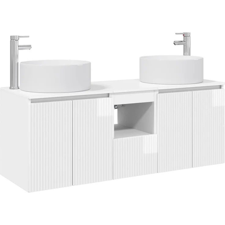 vidaXL Badezimmerschrank-Set 3 stk. Hochglanz Weiß 129 x 44,5 x 80 cm 3405741 – Bild 2