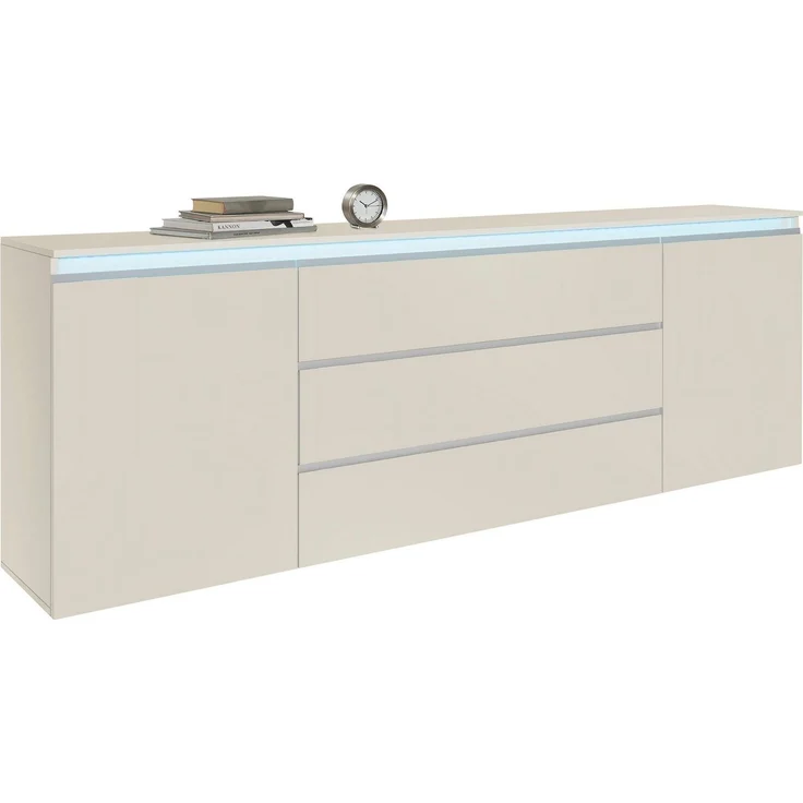 Home affaire Sideboard Magic, Kommode, Schrank, Stauraumschrank, Hochwertiger Aluminiumgriff, 2 Türen, 3 Schubkästen,B/T/H 240×40×81 cm – Bild 5