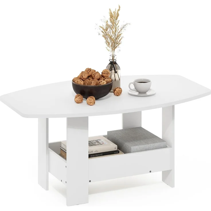 Furinno Schlichtes Design Couchtische, Weiss/opulenter Garten