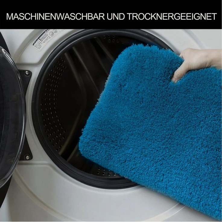Bruno Banani Badematte Lana Premium, Badvorleger, Badezimmer Teppich, Höhe 30 mm, rutschhemmend beschichtet, schnell trocknend, strapazierfähig, fußbodenheizungsgeeignet, Polyacryl, rechteckig, 3-tlg. Hänge-WC Set, Badteppich, Badematten, unifarben, re... – Bild 3