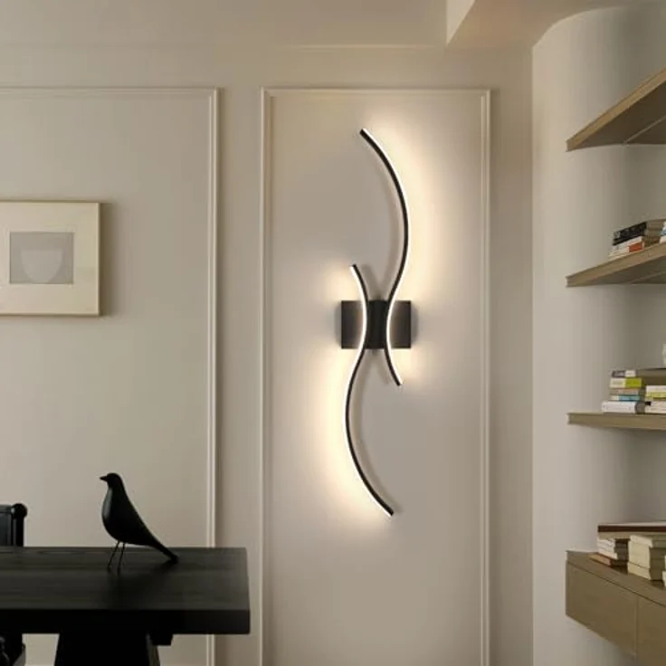 Goeco LED Wandleuchte Innen 80 cm Lang Wandlampe Dimmbare 2 Fimmige 3000K-6500K, Memory-Funktion, Modern LED Wandbeleuchtung Schwarz für Flur Treppenhaus Wohnzimmer Schlafzimmer – Bild 3