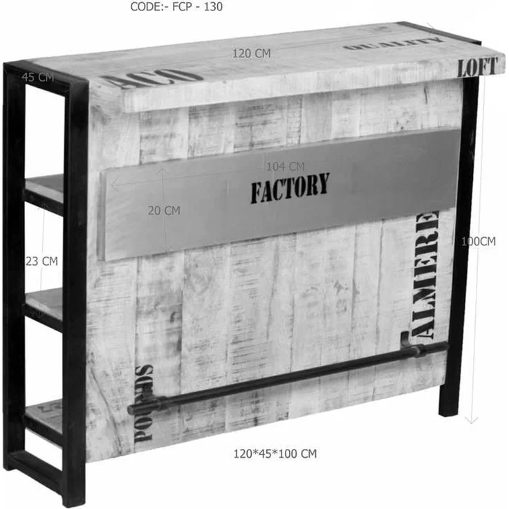 Bar Mango 120x45x100 natur bedruckt FACTORY #140 – Bild 3