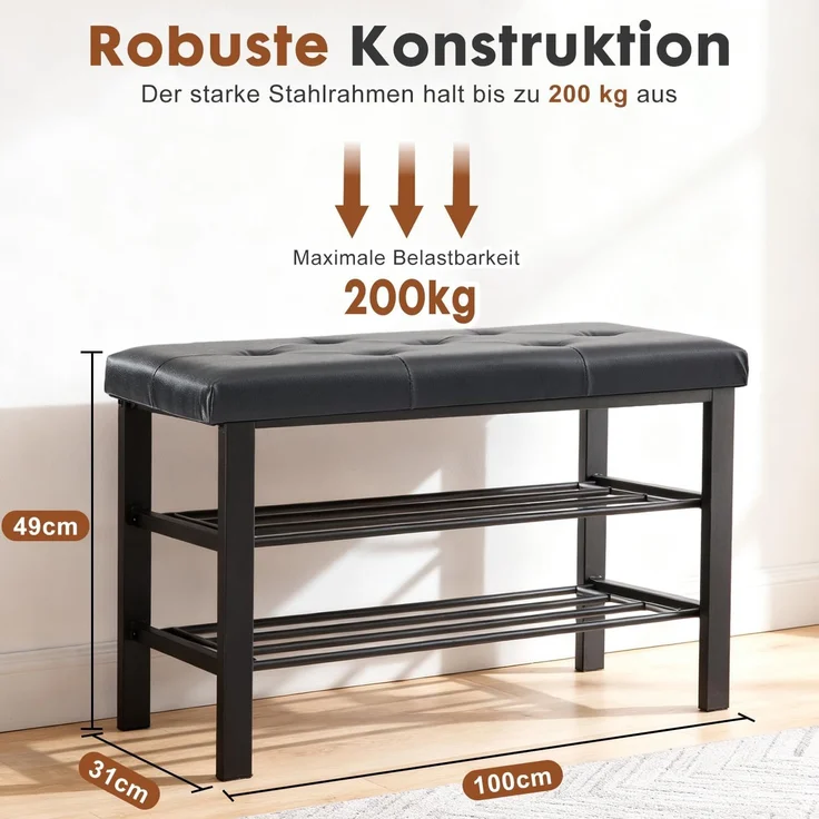 DUMOS Schuhbank Sitzbank Sitztruhe Eingangsbereich Nähte Mid-Century-Modern-Stil modern – Bild 3