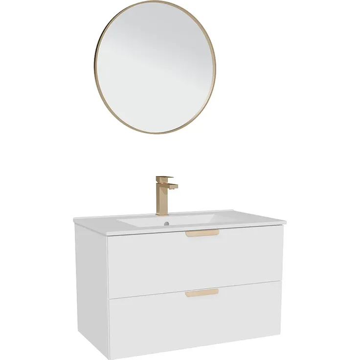 Vente-unique - AVORELI Waschbeckenmöbel Holz, Platte Weiß - B 46 cm x H 50 cm x L 80 cm – Bild 3