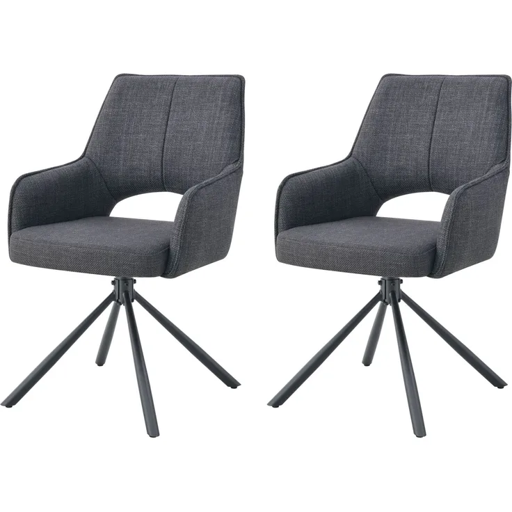 Drehstuhl 2er Set Tokio Stühle in Anthrazit - gemütliches Design - B/H/T: 57x91x64 cm