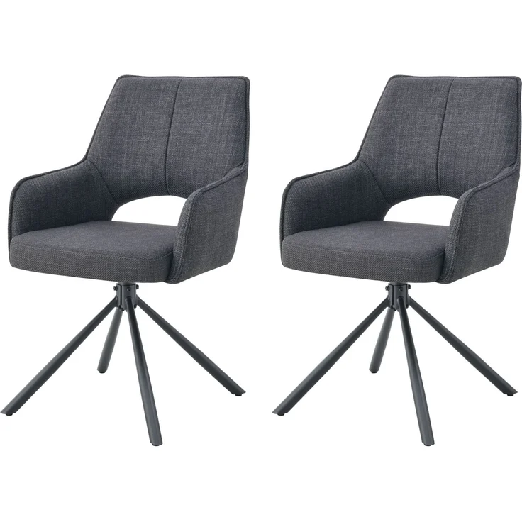 Drehstuhl 2er Set Tokio Stühle in Anthrazit - gemütliches Design - B/H/T: 57x91x64 cm – Bild 1