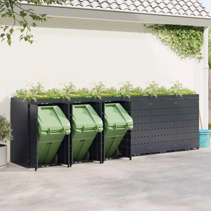 vidaXL Wagenmüllbehälter für 6 Behälter Anthrazit 3394747 – Bild 3