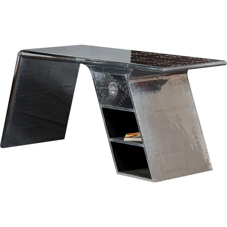 Schreibtisch Airman 175 x 60 x 75 cm Mangoholz mit Alu Büro Kinderzimmer