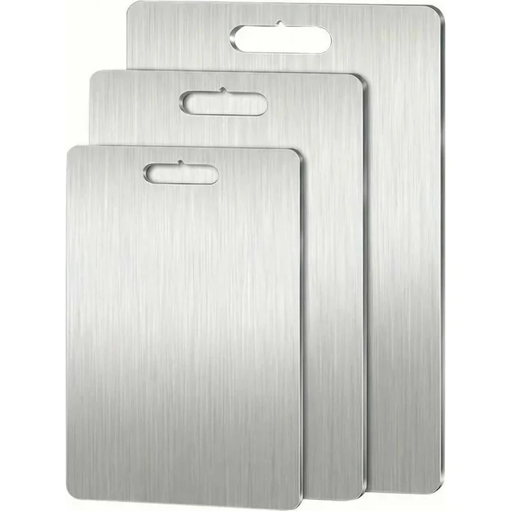 Hermia Concept 'Huhu877' Edelstahl-Schneidebrett-Set (3-teilig), Silber, 24 x 34 cm – Bild 2