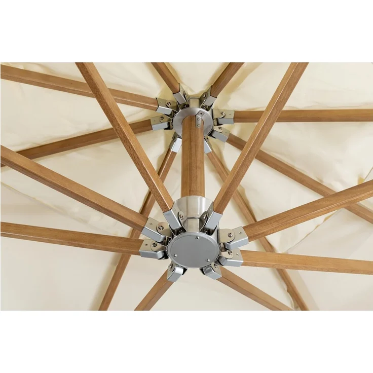 Ampelschirm Capua - Teakholz Natur, Polyester-Stoff Ecru, 3x3 m – Bild 6