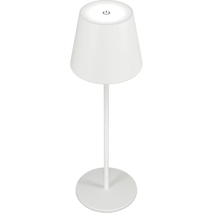 RealPower LED-Tischlampe TableLight 360, dimmbar kalt/warm, akkubetrieben, IP44, weiß