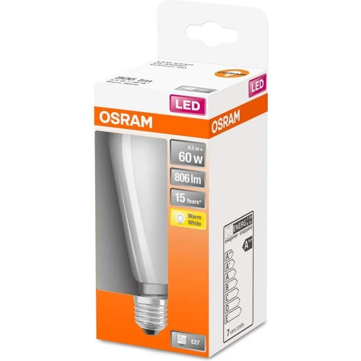 OSRAM Filament LED Lampe mit E27 Sockel, Warmweiss (2700K), Edison-Form, 6.5W, Ersatz für 55W-Glühbirne, matt, LED Retrofit CLASSIC ST, 10er-Pack – Bild 3