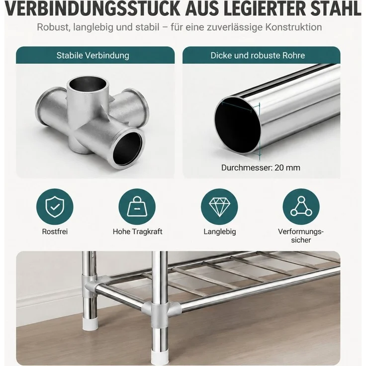 Toomoke Stoffschrank mit Kleiderstange, Faltschrank für Schlafzimmer (Kleiderschrank aus Stahlrohren mit Reißverschluss und Staubschutz) Abnehmbarer Bezug, 165 × 170 × 45 cm, ca. 5,7 kg – Bild 4