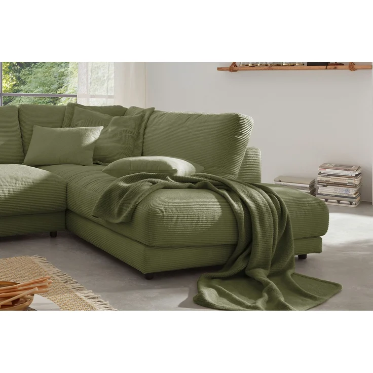 KAWOLA Sofa MADELINE Ecksofa Cord olivgrün Recamiere rechts 86 x 224 x 325 cm – Bild 6