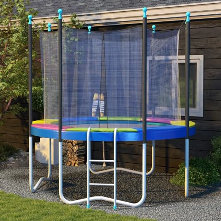 SPORTNOW Trampolin-Randpolsterung, Kunststoff PE, mehrfarbig, Ø244 x 30H cm, wasserabweisend und stoßdämpfend – Bild 6
