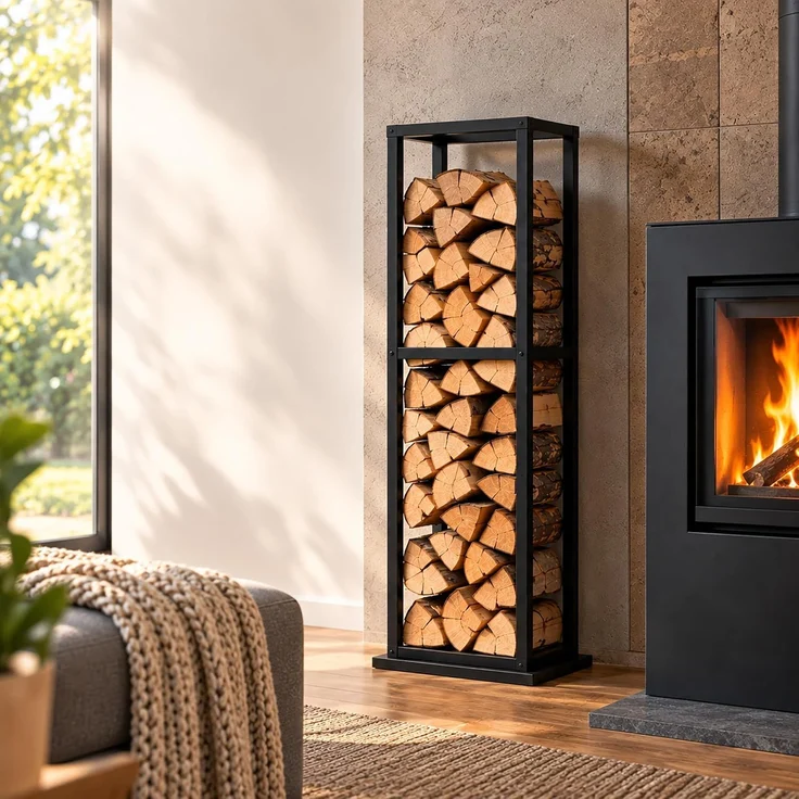 relaxdays Kaminholzregal Hohes Kaminholzregal aus Metall, BxTxH:35 x 35 x 120 cm, (1-St) – Bild 2