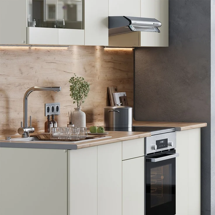 Küchenzeile R-Line Beige 240 cm , AP Eiche Vicco – Bild 5