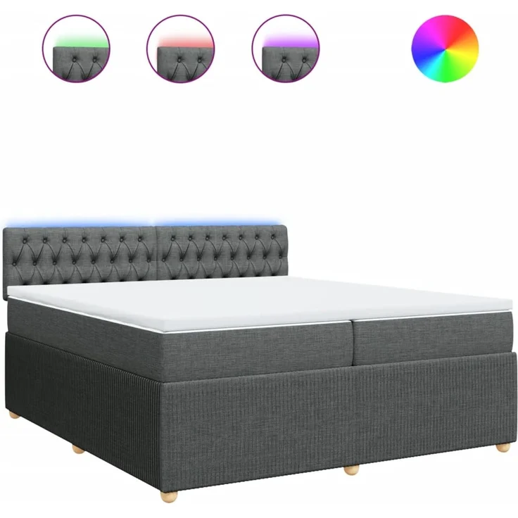 vidaXL Boxspringbett mit Matratze Dunkelgrau 200x200 cm Stoff 3289871 – Bild 2