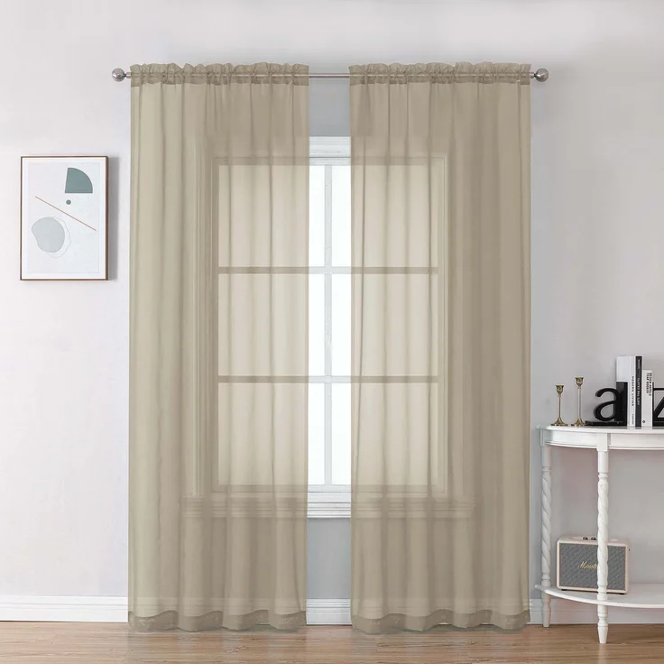 Chyhomenyc Durchsichtige Vorhänge, 213 cm lang, 2 Stoffbahnen, lichtfilternd, weich, luftig, Voile, Stangentaschen, durchscheinende Fenstervorhänge für Schlafzimmer, Wohnzimmer, jeweils 106x213 cm