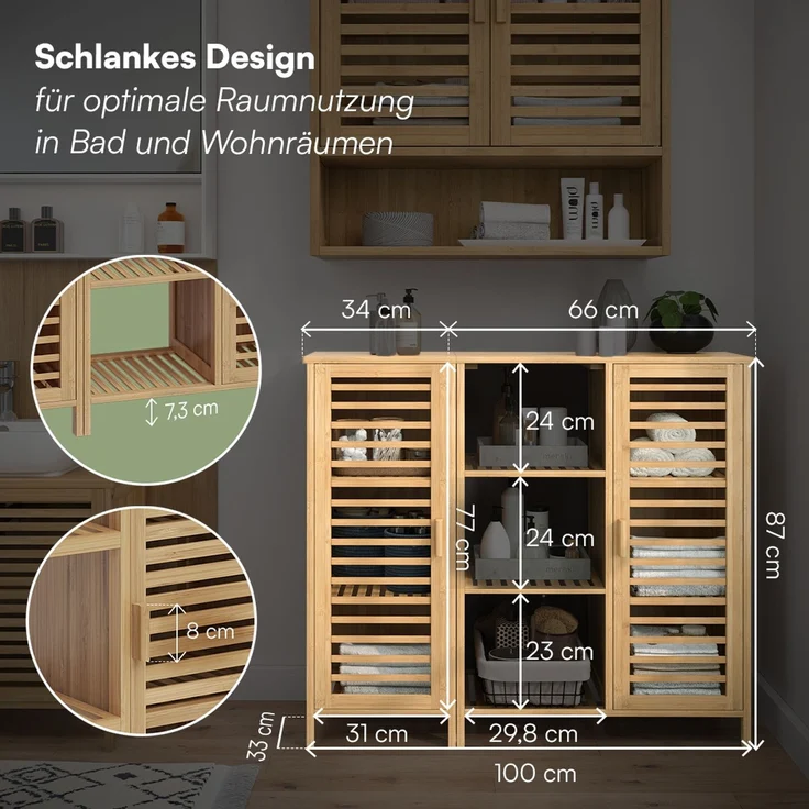 Bellamio Newa Badezimmer-Set, 1x Waschbeckenunterschrank, 1x Schrank mit 9 Fächern – Bild 7