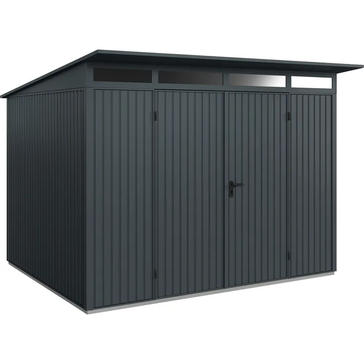 Hörmann Ecostar Metall-Gerätehaus Trend mit Pultdach Typ 3, 238x303 cm , anthrazitgrau, 7,2 m²,2-flüglige Tür